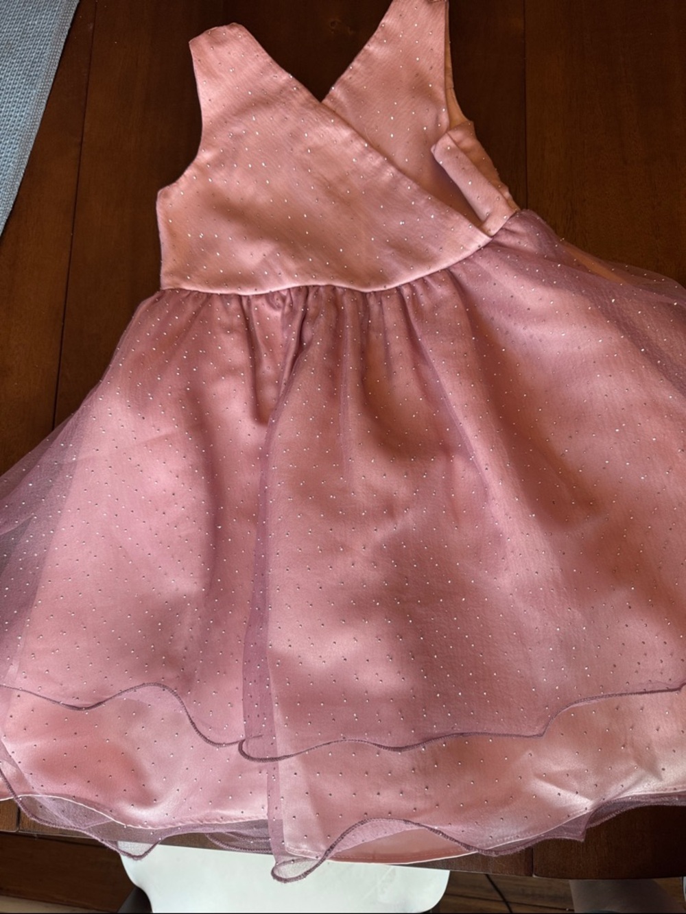 Rare Editions Pink Glitter Tulle Party Dress